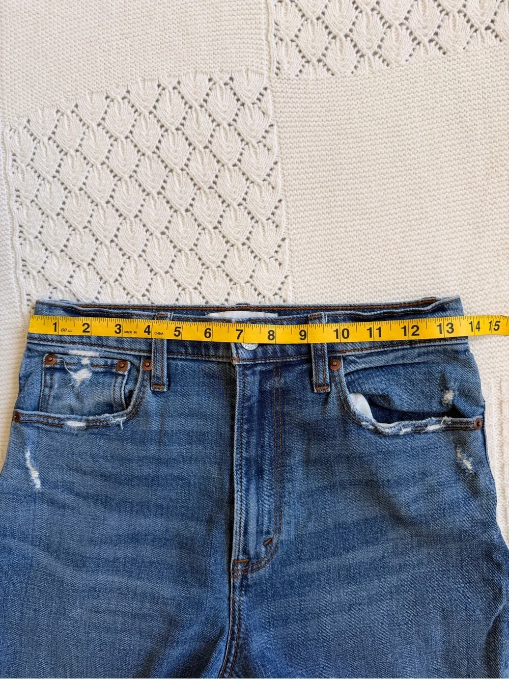 Abercrombie & Fitch Medium Blue Ultra High-Rise Ankle Straight Jeans